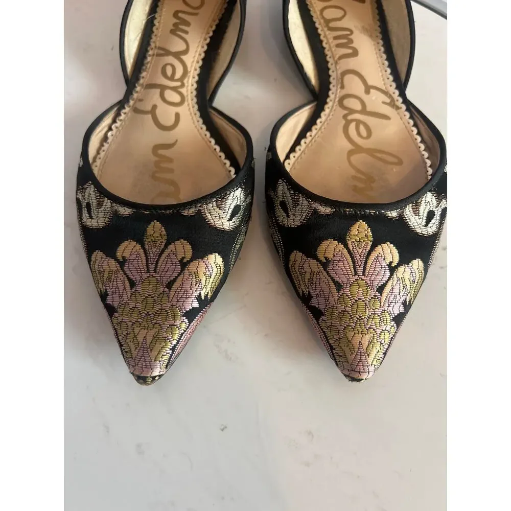 Sam Edelman Rodney D'Orsay Flats Black Brocade Size 6 1/2